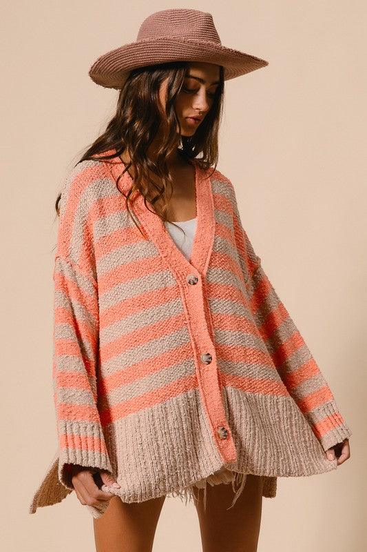 Oversized striped cardigan best sale