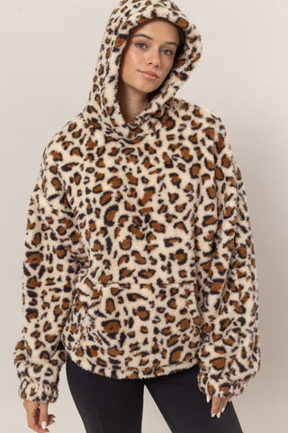 Animal Pattern Sherpa Hoodie