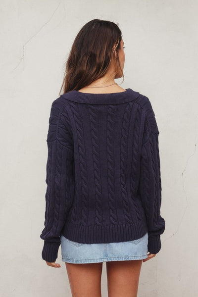 Cable Knit Collared Sweater