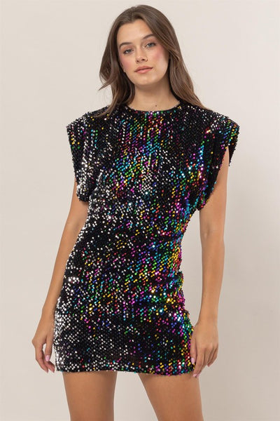 Multi Sequin Velvet Mini Dress - Hope Boutique Shop