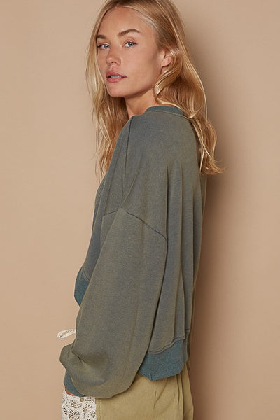 Reversible V-Cutout Sweatshirt