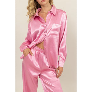 Pink Satin Lounge Wear