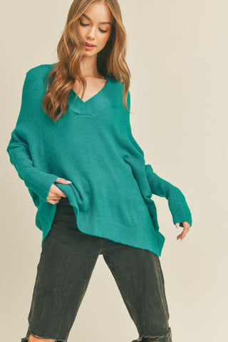 Alpine Green V-Neck Sweater - Hope Boutique Shop