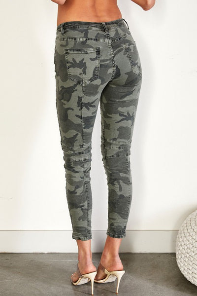 Camo Fitted Denim Pants - Hope Boutique Shop