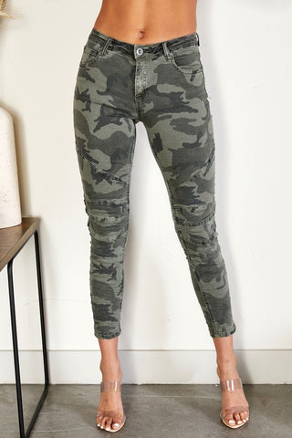 Camo Fitted Denim Pants - Hope Boutique Shop