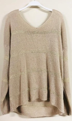 Gold Stripe Lurex Oversize Sweater - Hope Boutique Shop