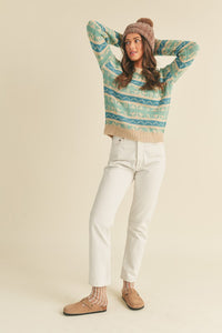 Abstract Stripe Pattern Knit Sweater