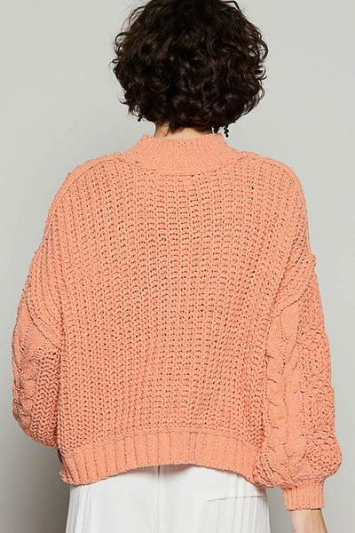 Mock Neck Balloon Sleeve Sweater - Hope Boutique Shop