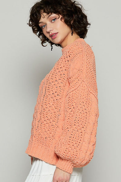 Mock Neck Balloon Sleeve Sweater - Hope Boutique Shop