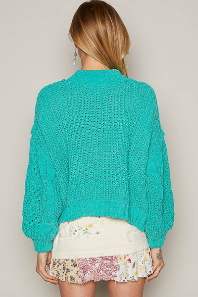 Mock Neck Balloon Sleeve Sweater - Hope Boutique Shop