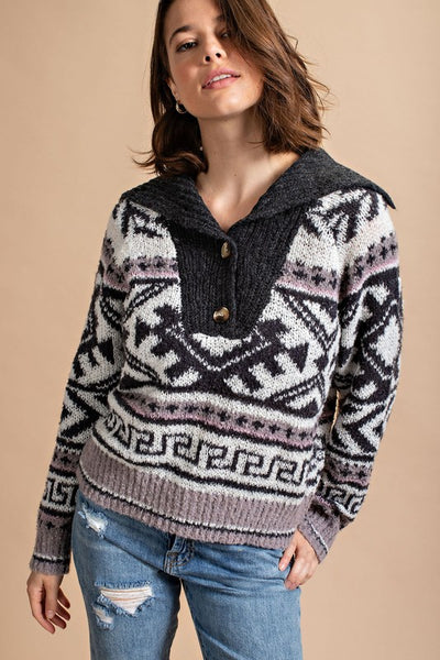 Aztec Collared Sweater