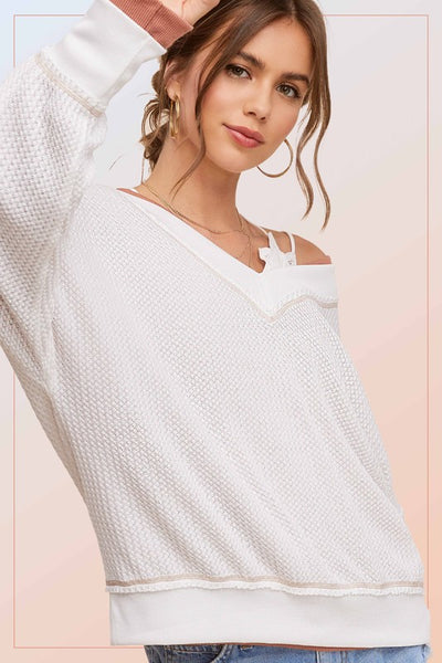 V-Neck Long Sleeve Top