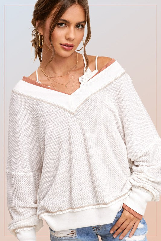 V-Neck Long Sleeve Top