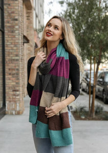 Soft Color Block Knit Scarf