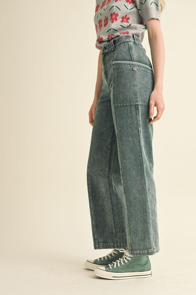 Scallop Stitch Straight Leg Pants