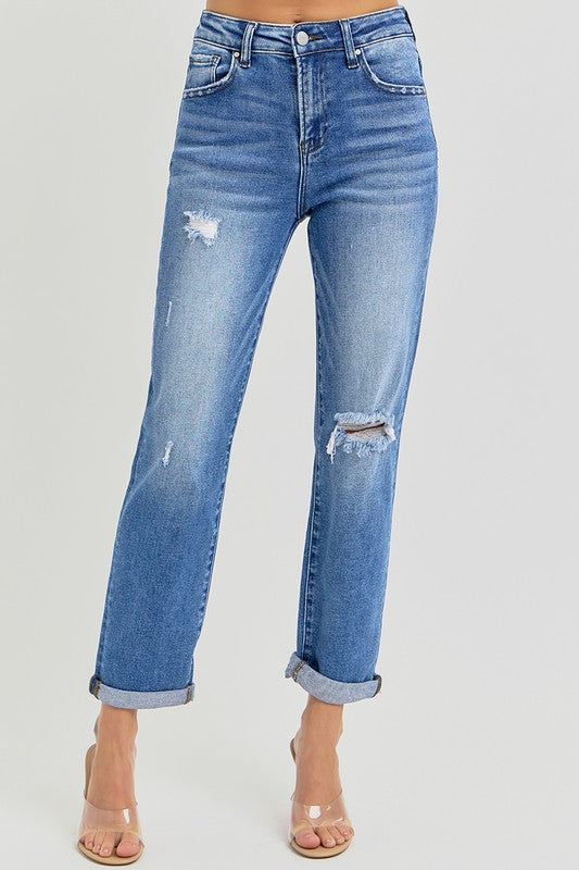 High Rise Girlfriend Jeans