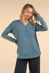 Mineral Washed Cotton Comfy Knit Top - Hope Boutique Shop