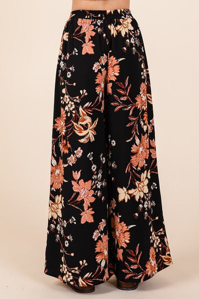 Floral Design Wide Leg Pants - Hope Boutique Shop