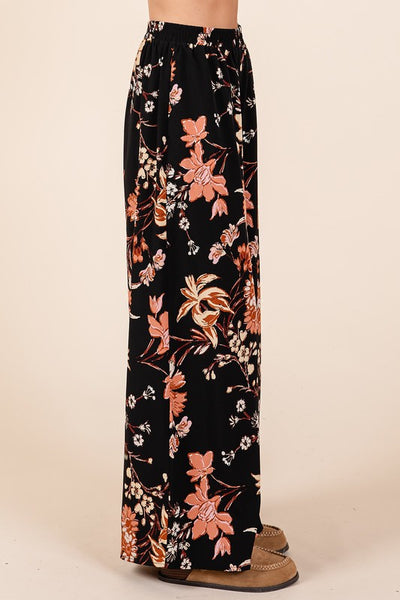 Floral Design Wide Leg Pants - Hope Boutique Shop