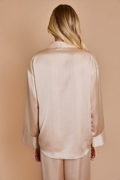 Champagne Stripe Lurex Satin Top - Hope Boutique Shop