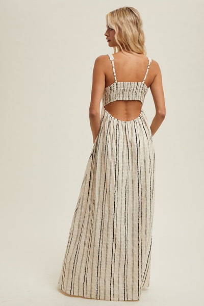 Micro Striped Cutout Maxi Dress - Hope Boutique Shop