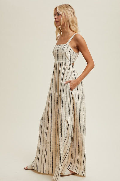 Micro Striped Cutout Maxi Dress - Hope Boutique Shop