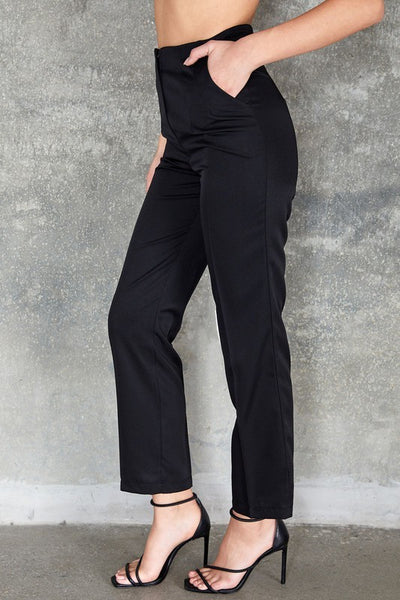 Black Creased Dress Pants - Hope Boutique Shop