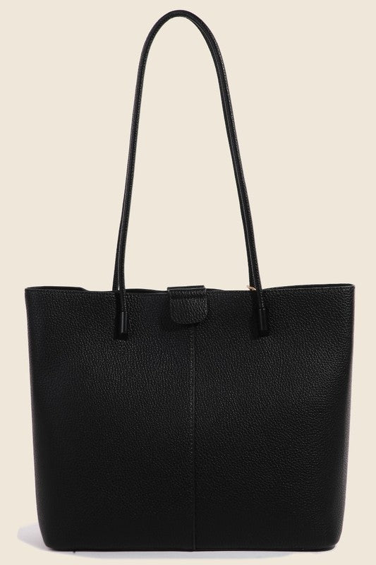 Faux Leather Rope Handle Tote Bag