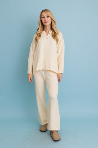 Henley Waffle Knit Lounge Wear