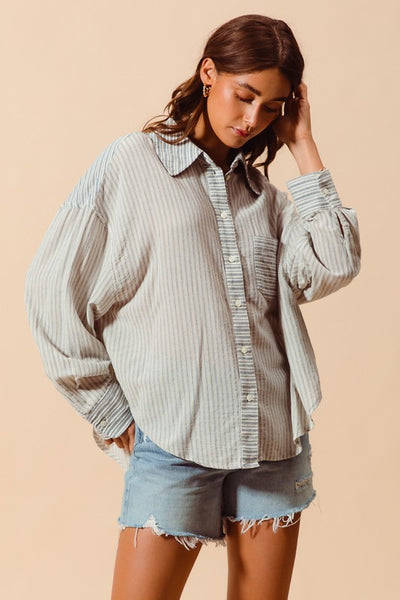 Vintage Denim Stripe Button Down