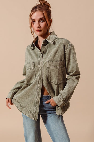 Vintage Washed Button Down Jacket