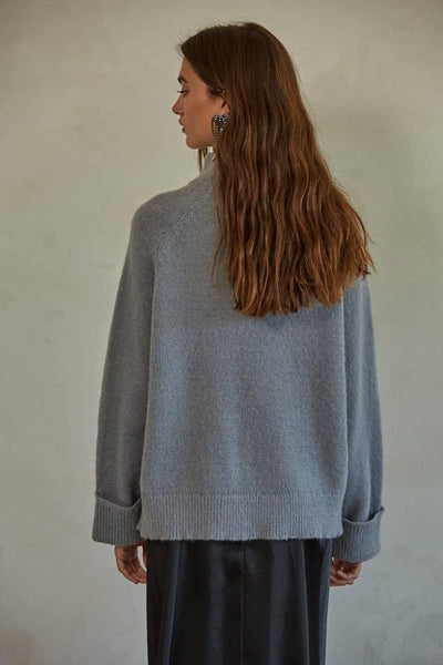 Knit High Neck Raglan Sweater