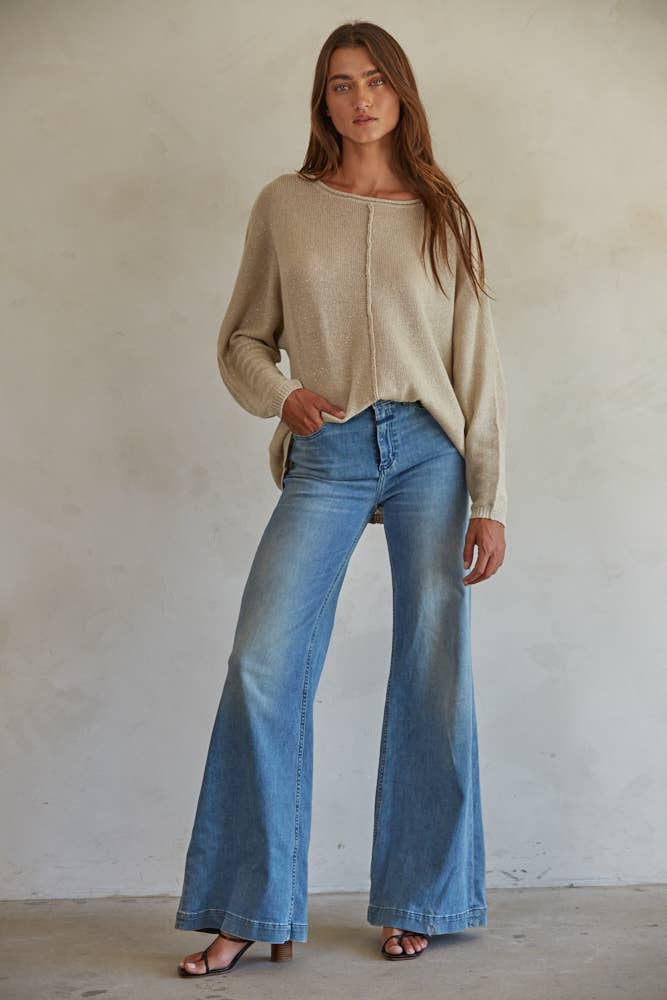 Taupe Sweater Ribbed Pullover