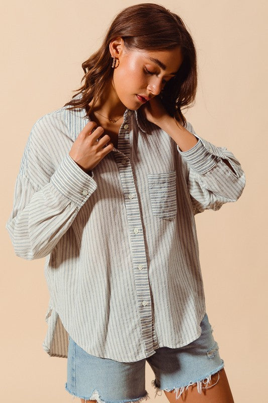 Vintage Denim Stripe Button Down