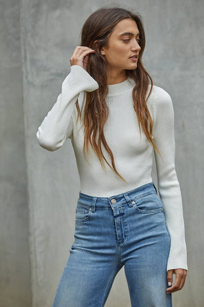 Rib Mock Neck Long Sleeve Top