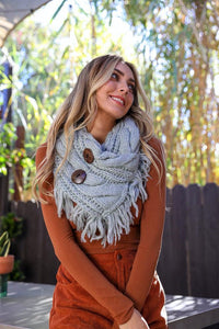 Heather Fringe Scarf with Coconut Buttons - Hope Boutique Shop