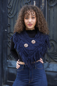 Heather Fringe Scarf with Coconut Buttons - Hope Boutique Shop