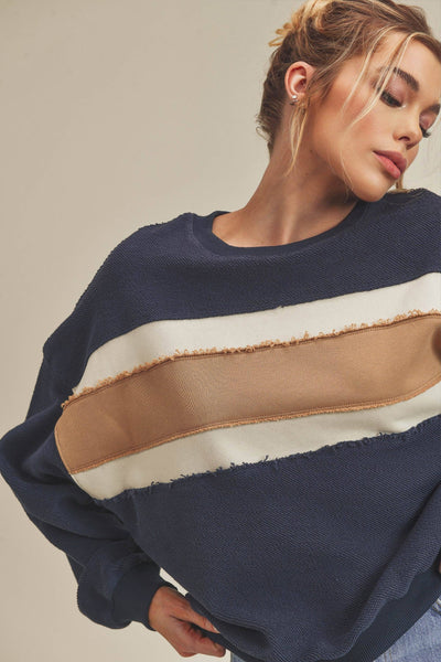 Navy Multi Stripe Pullover