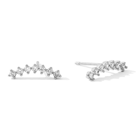 Silver Glitz Crawler Stud Earrings - Hope Boutique Shop