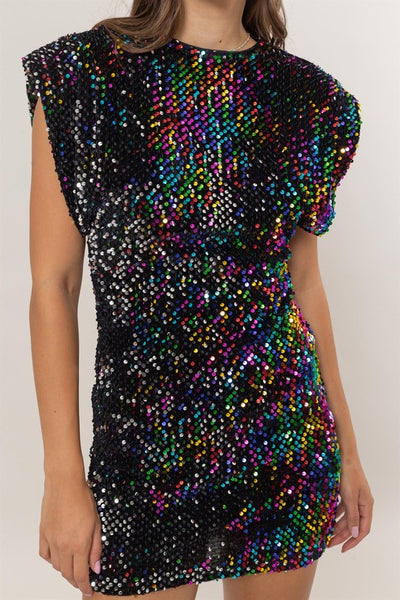 Multi Sequin Velvet Mini Dress - Hope Boutique Shop