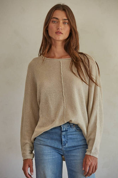 Taupe Sweater Ribbed Pullover