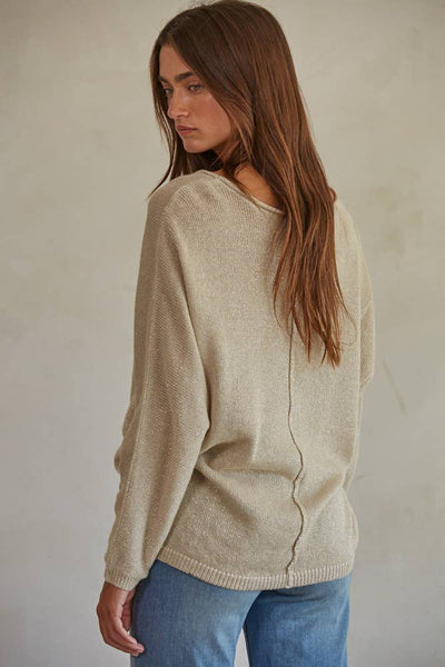 Taupe Sweater Ribbed Pullover