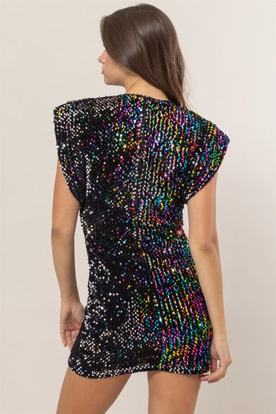 Multi Sequin Velvet Mini Dress - Hope Boutique Shop