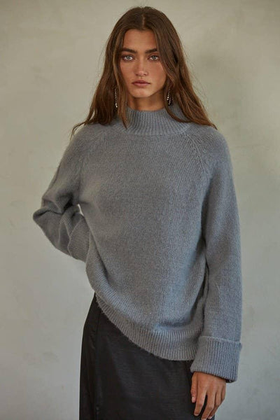 Knit High Neck Raglan Sweater