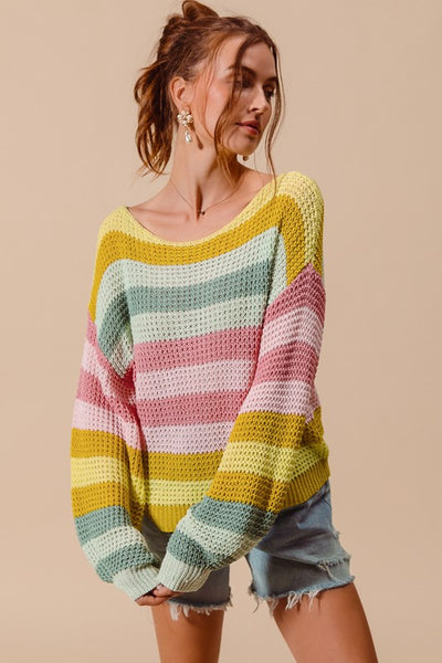 Spring Stripe Knit Sweater