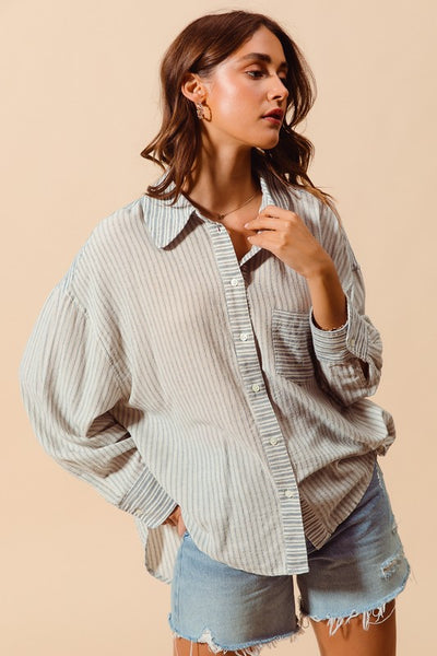 Vintage Denim Stripe Button Down