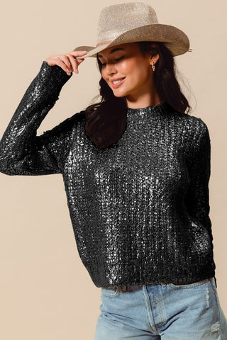 Metallic Crew Neck Sweater