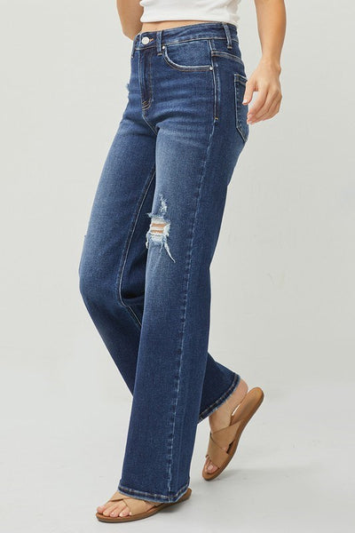 Wide Leg High Rise Dark Denim - Hope Boutique Shop