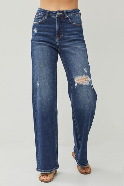 Wide Leg High Rise Dark Denim - Hope Boutique Shop