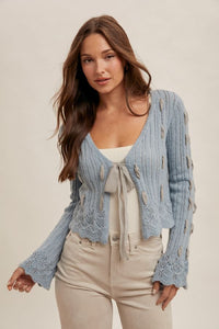 Chiffon Bow Tie Cardigan - Hope Boutique Shop